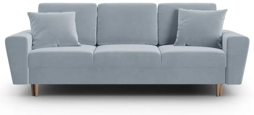 Világoskék bársony kinyitható tárolóhelyes kanapé 235 cm Kyoto – Cosmopolitan Design