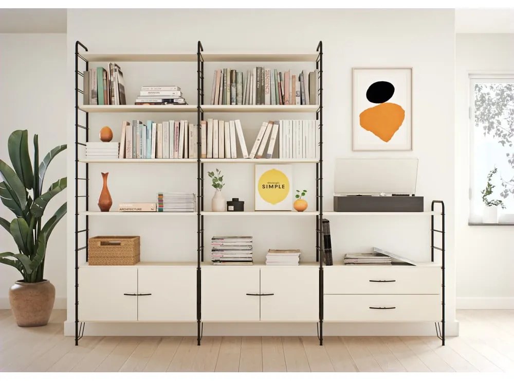 Fekete fém moduláris polc 2 db 34x97 cm Dakota - Tenzo