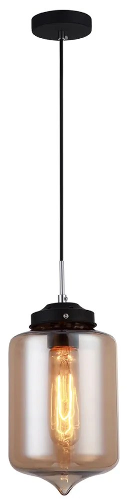 ITALUX MDM2095-1-C TUBE Modern Függesztett Lámpa Fekete, Átlátszó E27 IP20