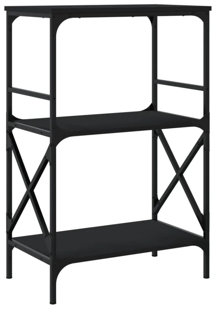 3 szintes fekete szerelt fa könyvespolc 59 x 35 x 90,5 cm