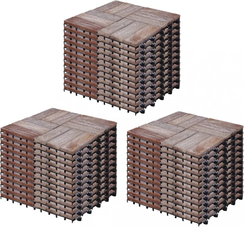 33 db tömör újrahasznosított fa padlólap 30 x 30 cm