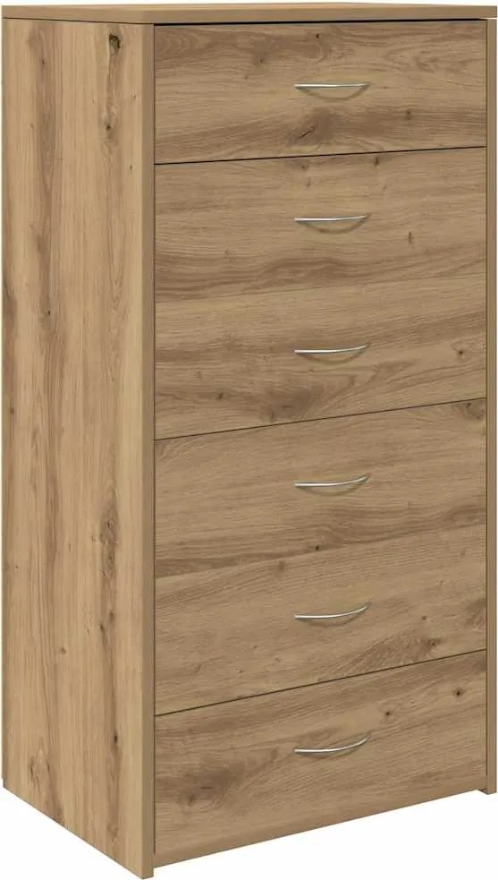 vidaXL tálalószekrény 6 fiókkal Kézműves tölgy 50x34x96 cm műszaki fa
