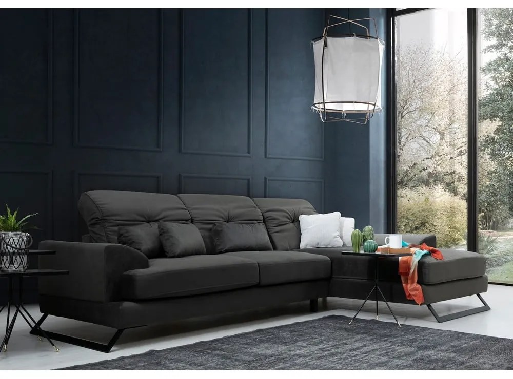 Sötétszürke sarokkanapé (jobb oldali) Frido – Balcab Home