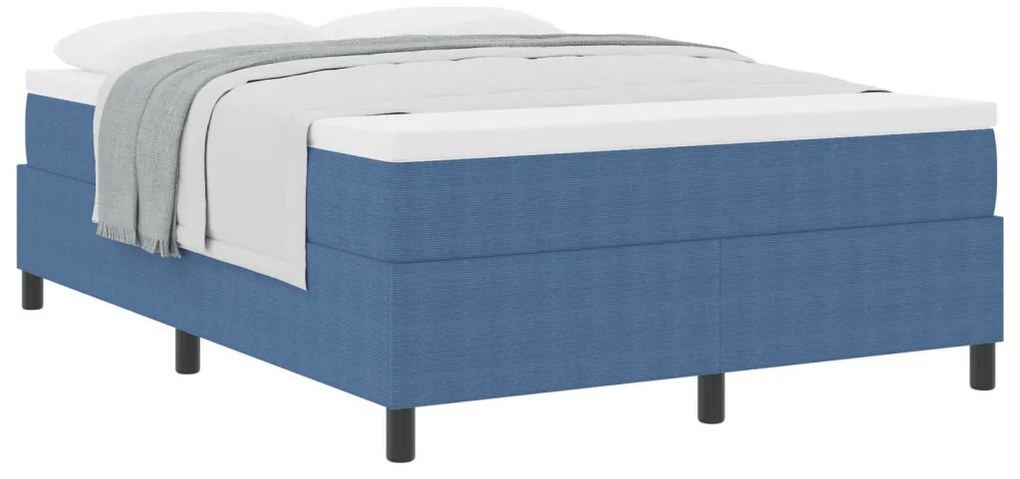 Box Spring Ágy matraccal Kék 140x200 cm Kordbársony szövet