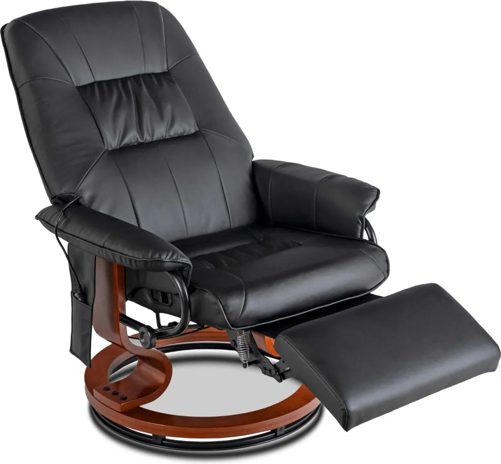Forgó masszázsfotel fűtéssel fekete műbőr – WEST