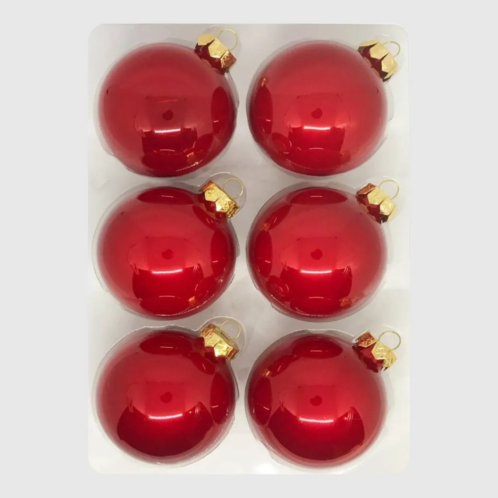 Cherry üveg karácsonyi gömb szett piros 6*8cm