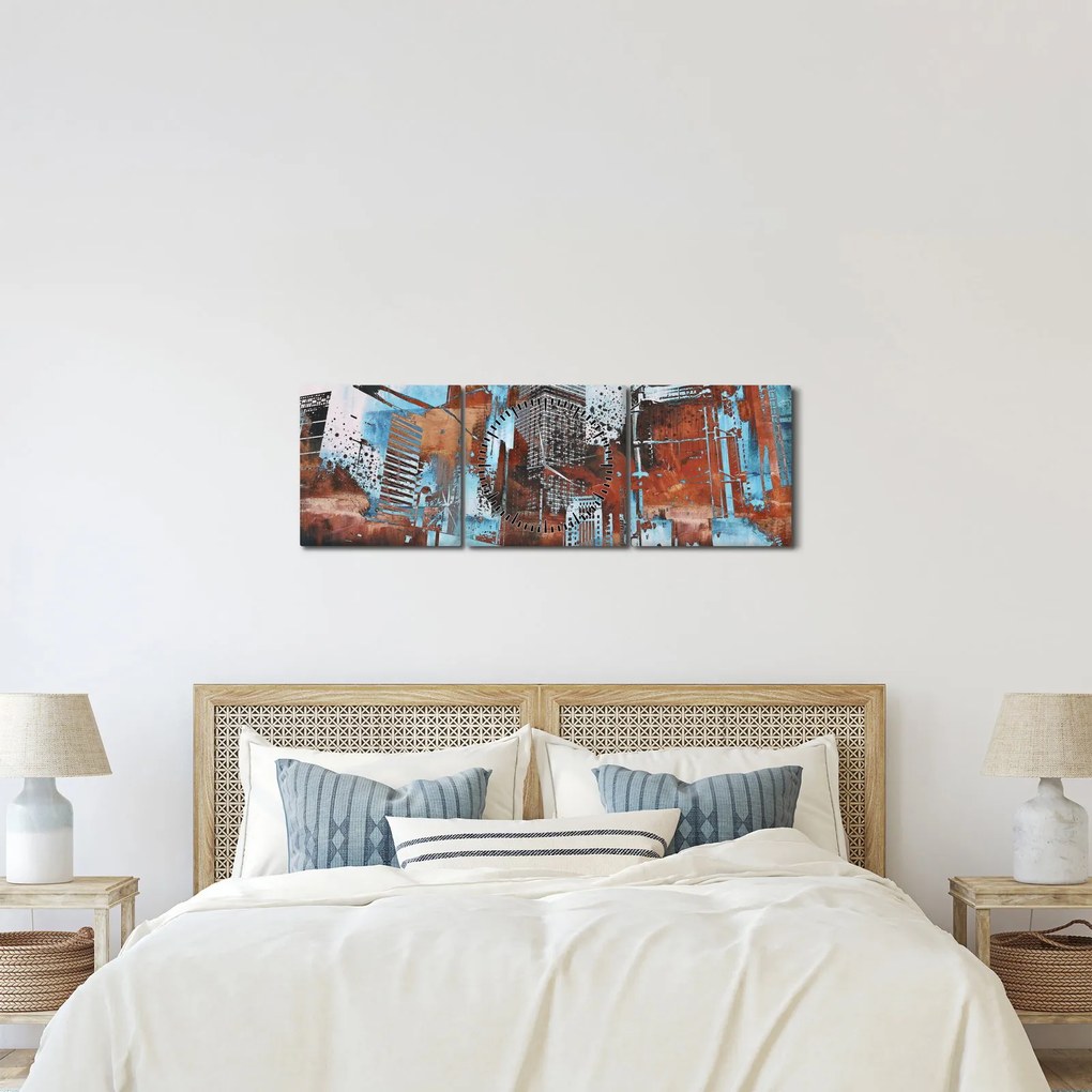 Kép - felhőkarcolók (órával) (90x30 cm)