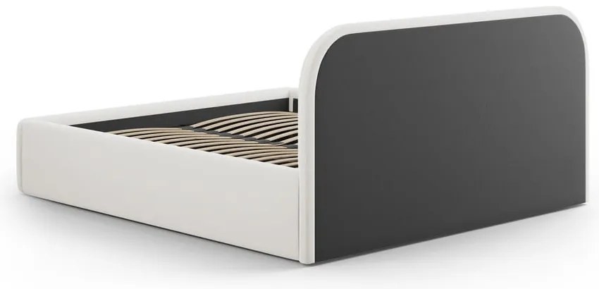 Bézs kárpitozott ágyneműtartós franciaágy ágyráccsal 180x200 cm Juno – Windsor &amp; Co Sofas