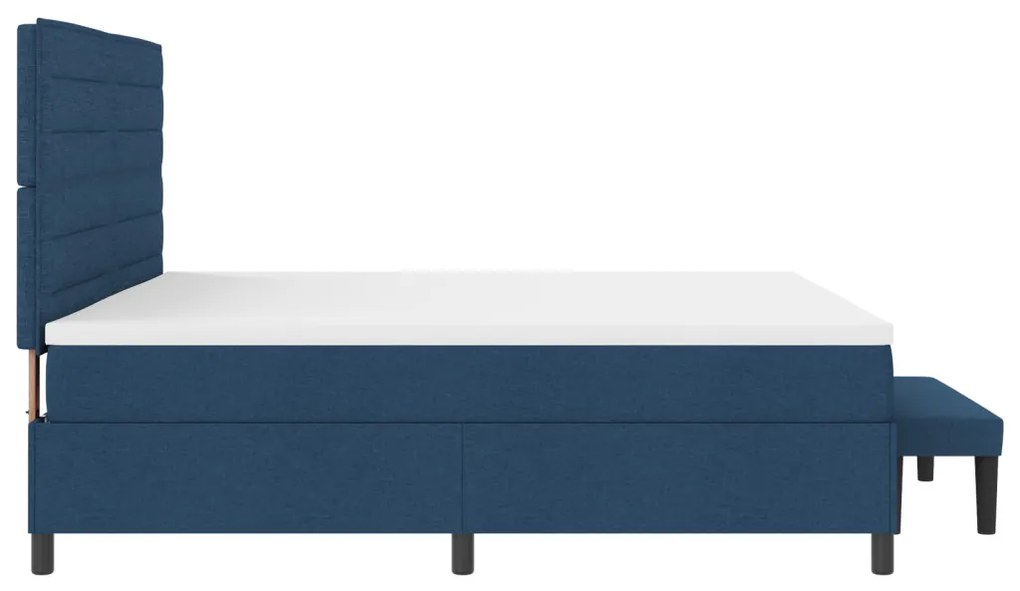 Box Spring Ágy Matraccal és Pad Kék 200x200 cm Szövet