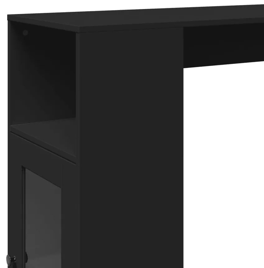 fekete szerelt fa tárolórekeszes bárasztal 101 x 40 x 103,5 cm