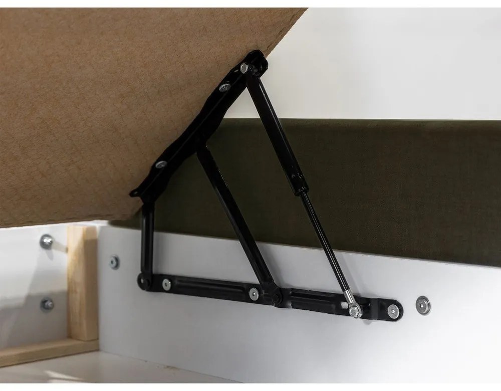 Sötétzöld kárpitozott franciaágy tárolóhellyel ágyráccsal 160x200 cm Jade – Bobochic Paris