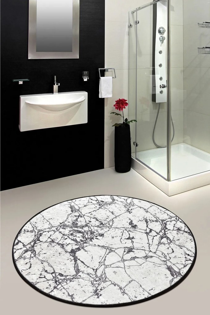Marble fehér fürdőszobai szőnyeg 100 cm