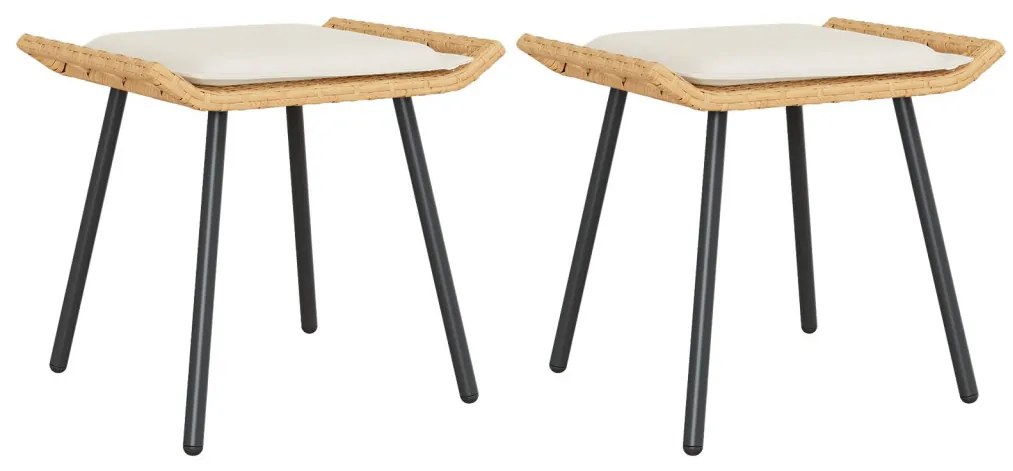 Kertiszékek 2 db Természetes 50x40x45 cm Polirattan