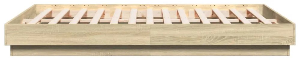 sonoma tölgy színű ágykeret LED-világítással 160x200 cm