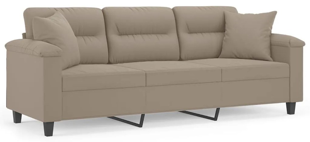 3 személyes tópszínű mikroszálas szövetkanapé párnákkal 180 cm