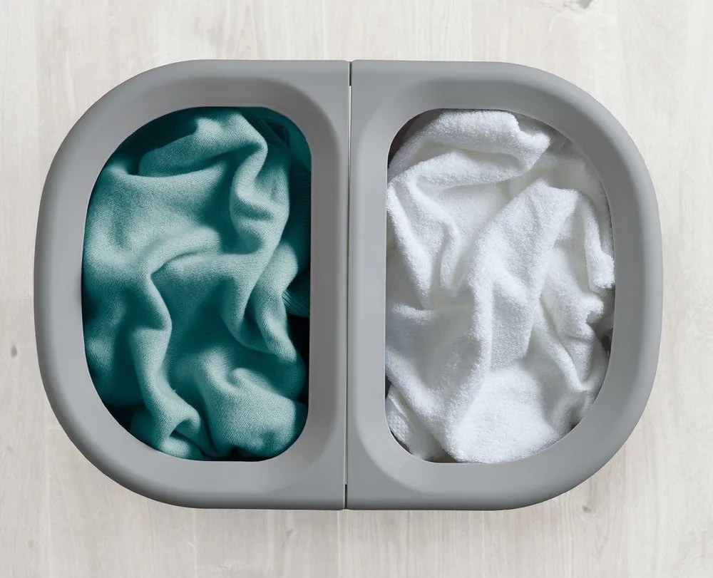 Világosszürke textil szennyeskosár 2x40 l Duo – Joseph Joseph