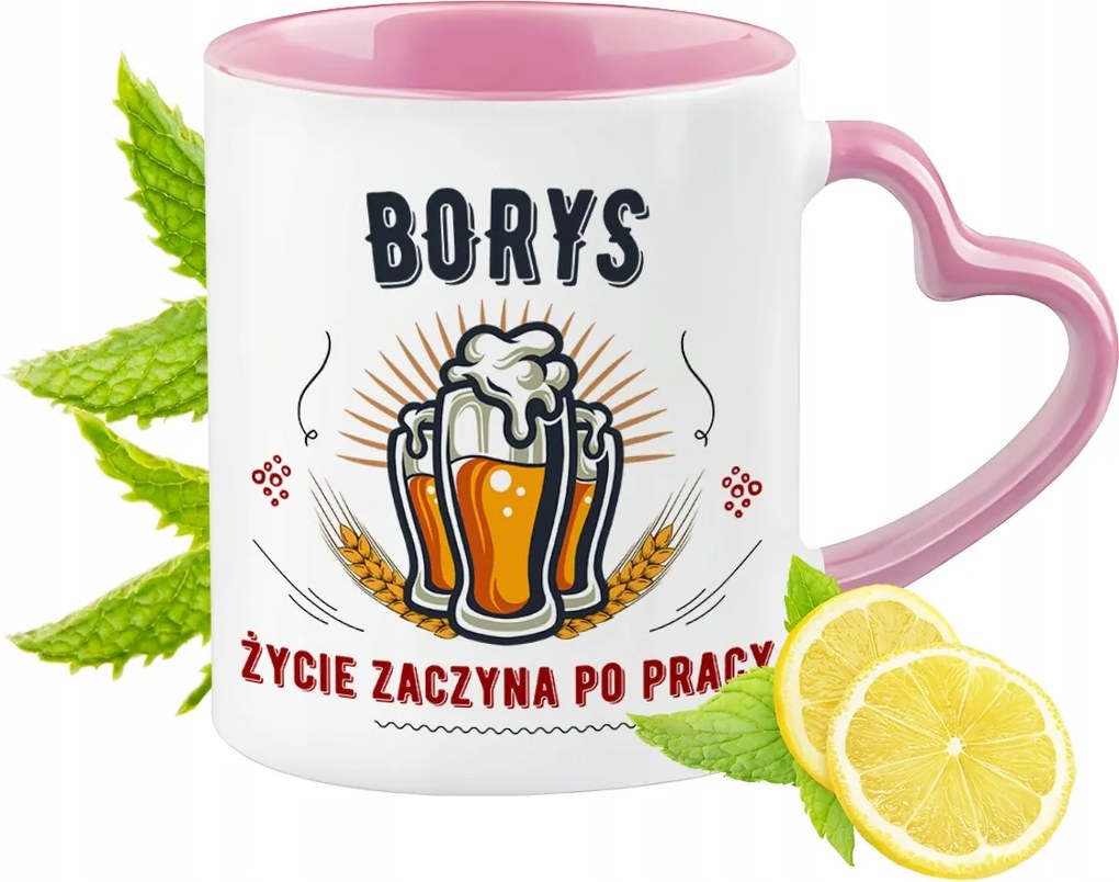 Borisz Bögre Rózsaszín Szív Alakú Füllel Kávé Ajándék