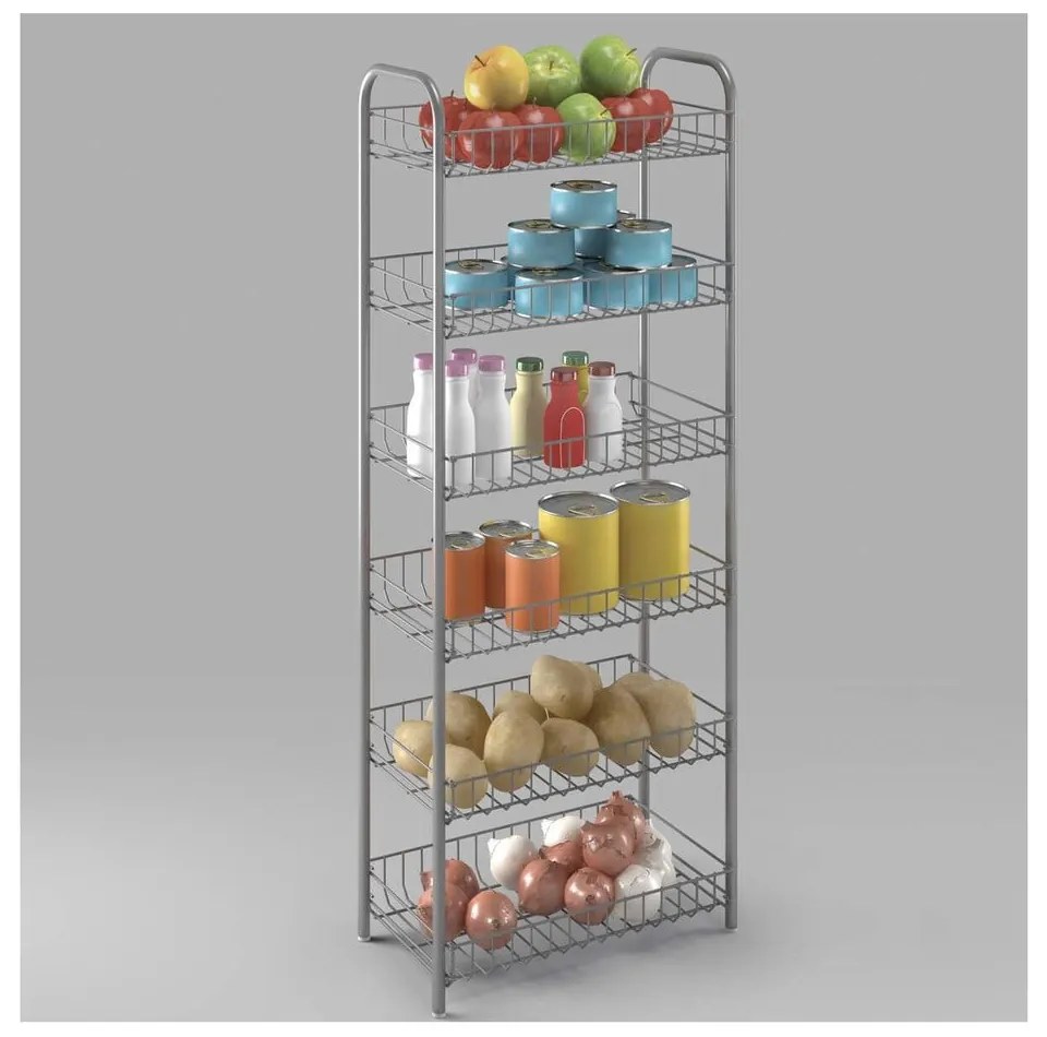 Fehér fém polcos tároló állvány 41x104 cm Monaco – Metaltex