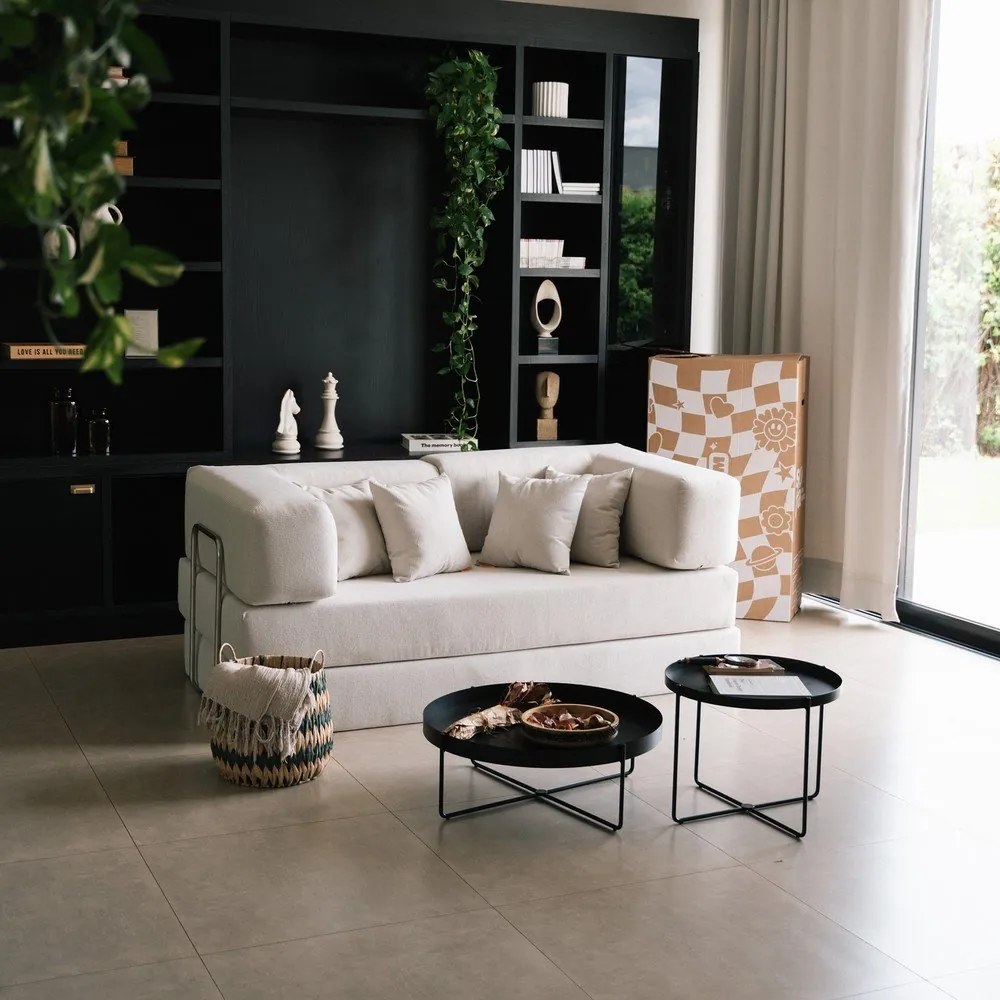 Bézs buklé kinyitható kanapé 180 cm Bloom – TemaHome