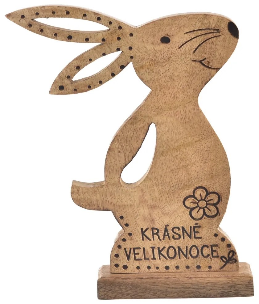 InDecor Mangófából készült nyuszi KrásnéVelikonoce (Szép húsvétot), 24 x 5 x 30 cm