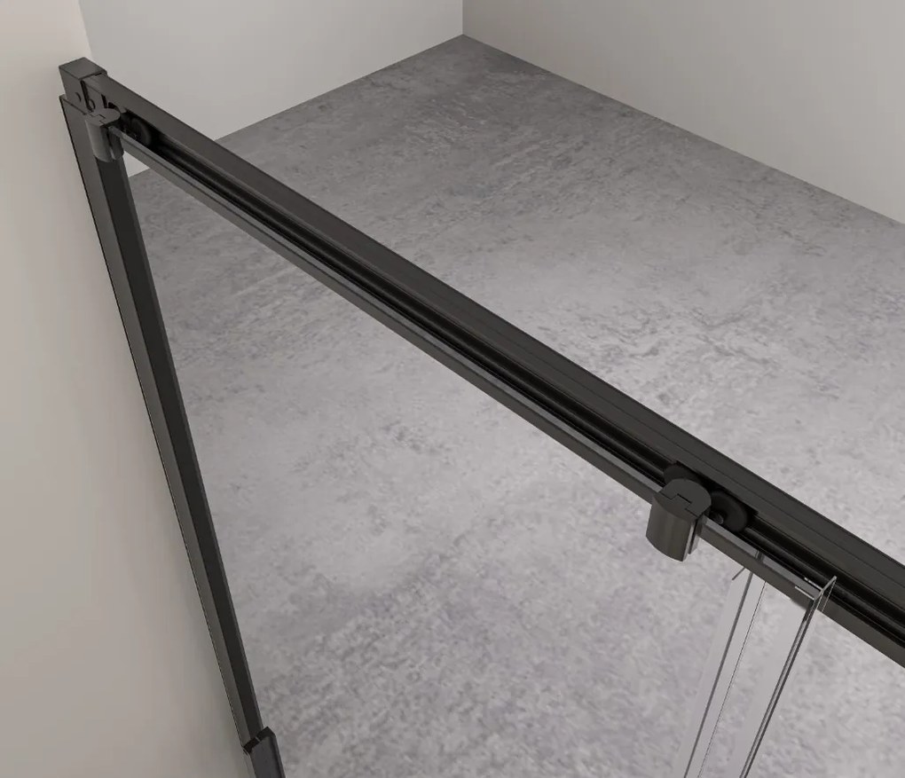 Erga Alpine, tolóajtós zuhanykabin 90 (ajtó) x 100 (fal) x 195 cm, 6mm átlátszó üveg, fekete profil, ERG-V02-ALPINE-D090G100-BK