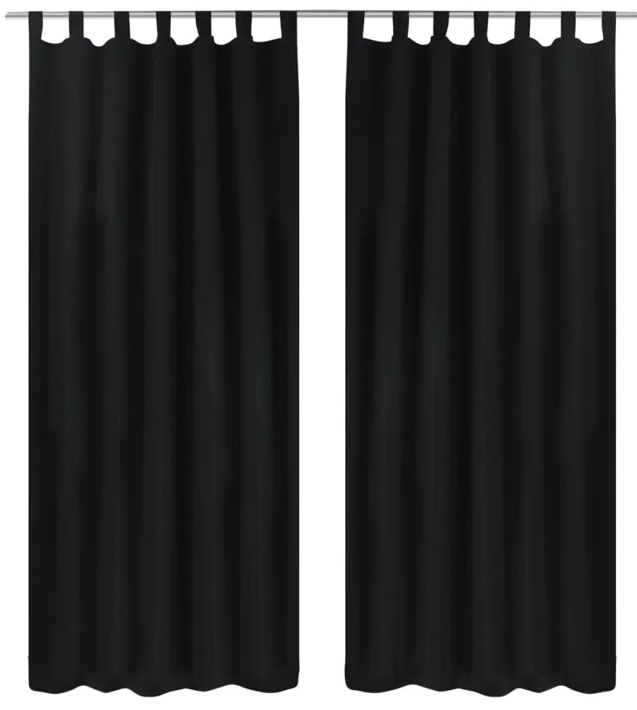 vidaXL 2 db fekete mikroszatén függöny karikákkal 140 x 245 cm