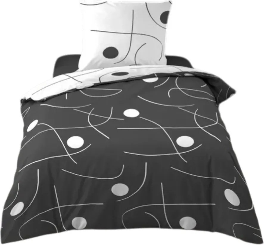 Fehér-sötétszürke egyszemélyes mikroszálas ágyneműhuzat 140x200 cm Sonate – douceur d'intérieur