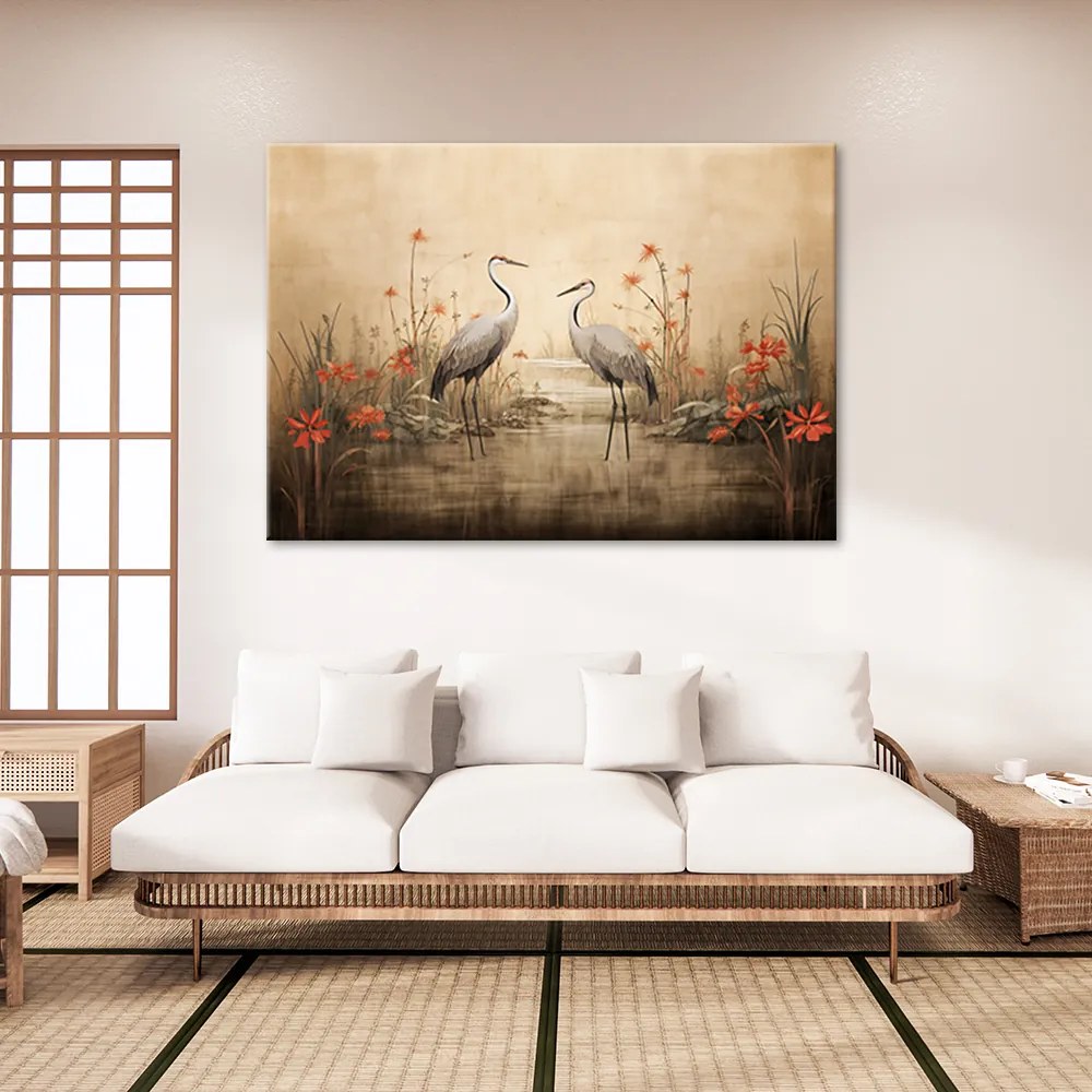 Gario Vászonkép Daruk a vízben Méret: 100 x 70 cm