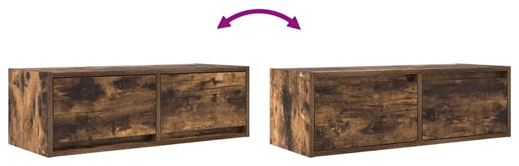 2 db füstös tölgy színű szerelt fa TV-szekrény 80x31x25,5 cm