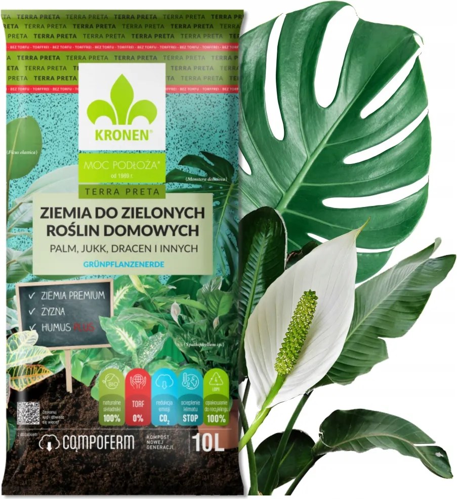 Föld Aljzat Monstery Palm Juk Dracen Tőzeg Nélkül műtrágyával 10L Kronen