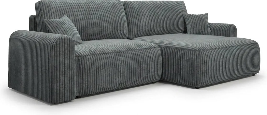 L-alakú, kihúzható, kétoldalas ülőgarnitúra NORDEN TILIA 250x140 cm, szürkéskék