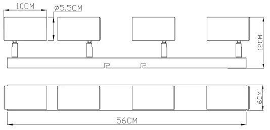 Globo 57911-4B - ROBBY 4xGU10/35W/230V fekete spotlámpa