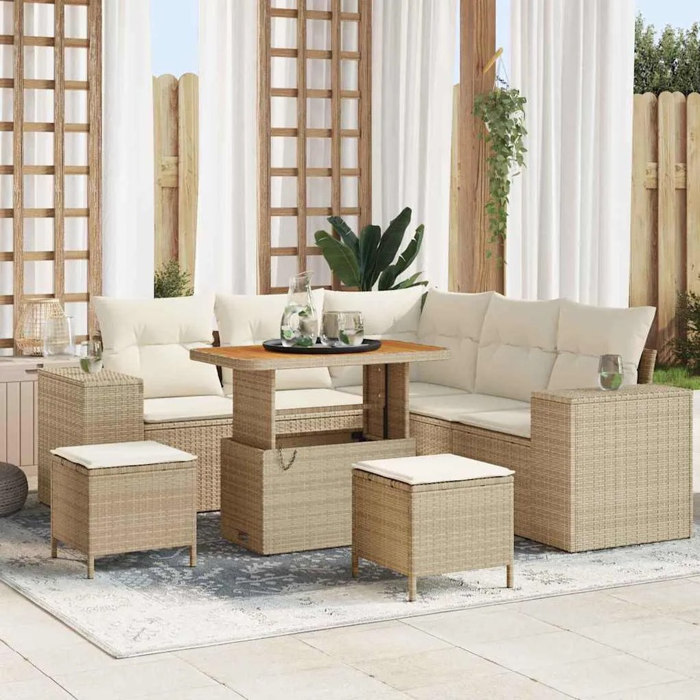Kerti Kanapé Szett párnával 8 pcs Beige és krém 90 x 55 x 71 cm