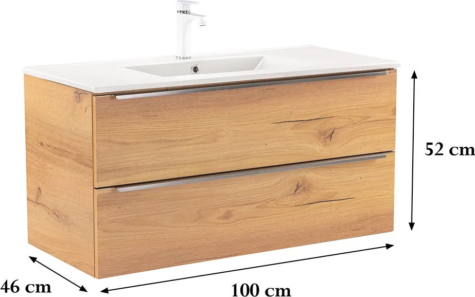 Vario Trim 100 alsó szekrény mosdóval tölgy-tölgy