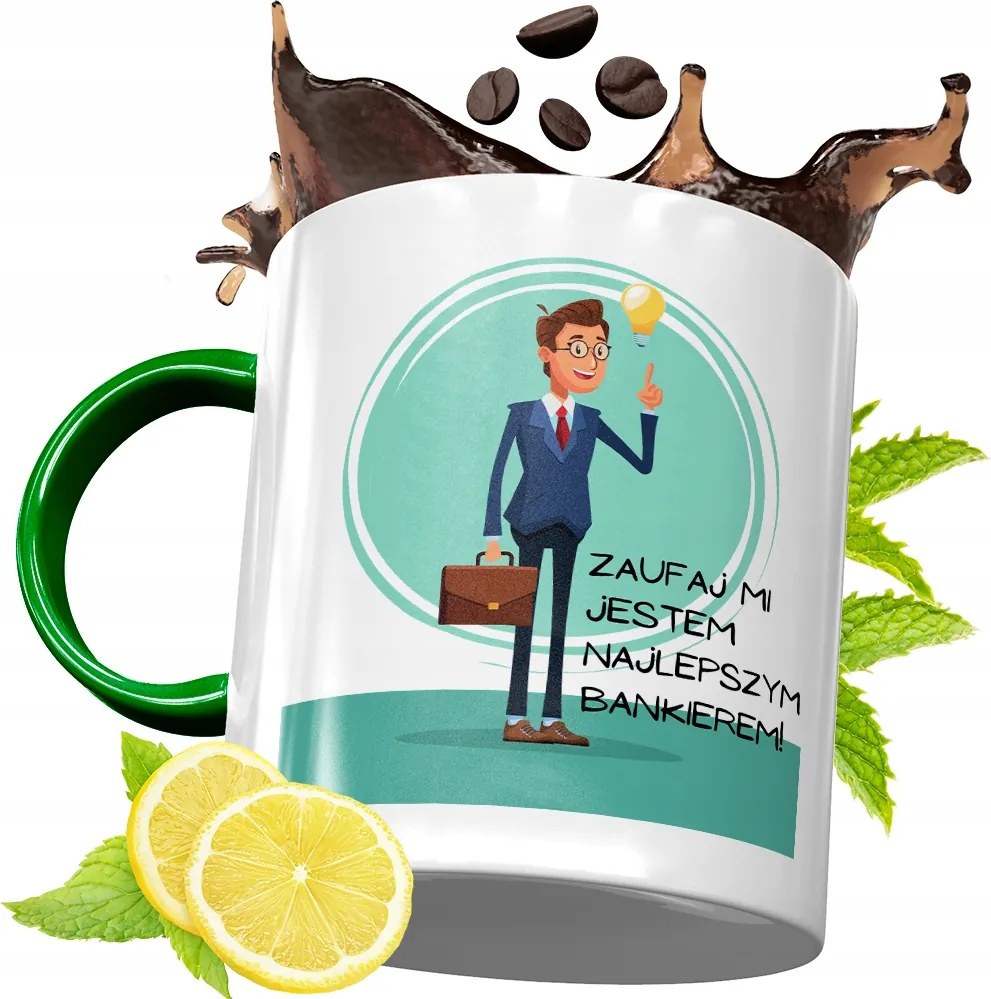 Zöld Bögre Bankárnak Születésnapi Ajándék fényképes nyomtatással