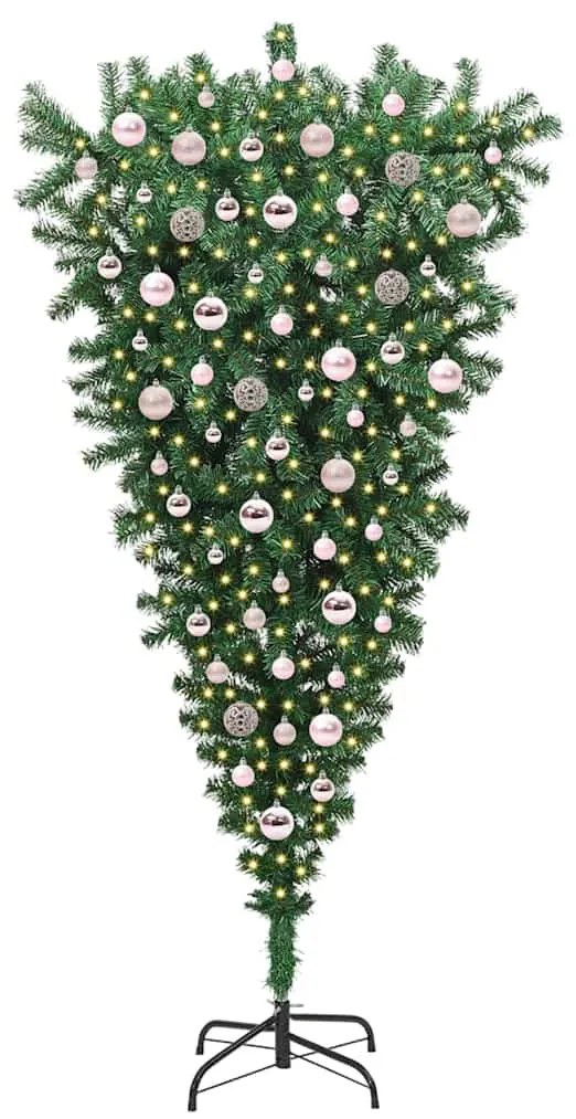 Felfordított Műfenyő Előre Led Világítós Karácsonyfagömb Készlettel