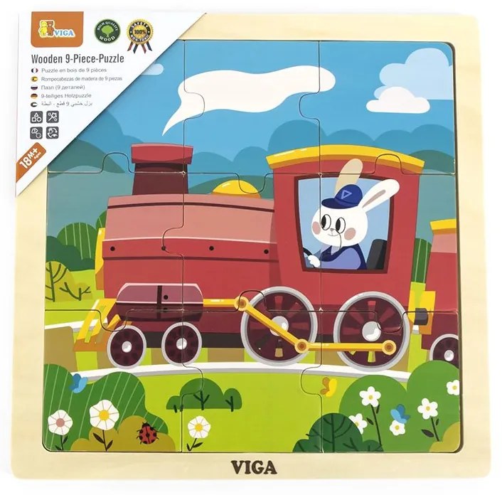 Fa képes kirakó puzzle Viga 9 db Vonat