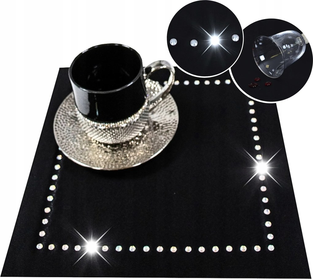 Asztali alátét Négyzet 30x30 cm Glamour Strassz Színek Tányér Alatt