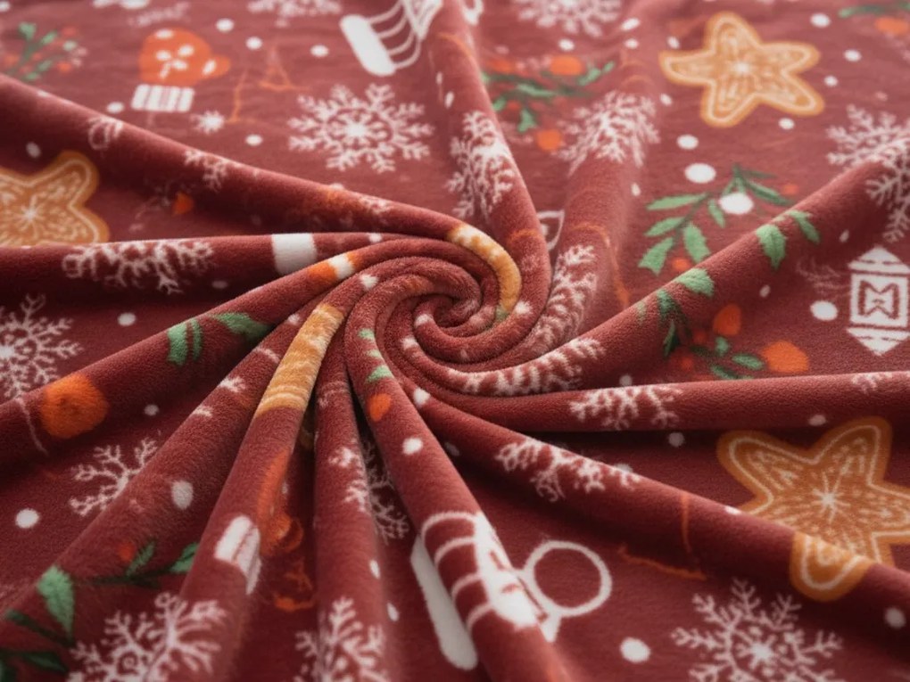 Karácsonyi mikroplüss pléd GINGERBREAD HEART, piros Méret: 160 x 200 cm