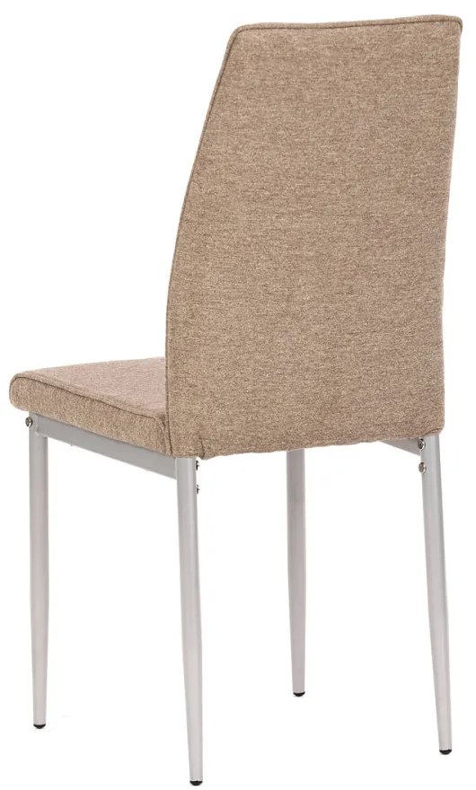 Scaun din material textil maro cu picioare din metal gri DCL-379