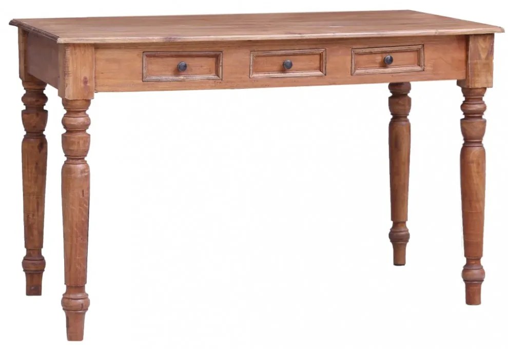 vidaXL tömör mahagóni fa íróasztal fiókokkal 117 x 57 x 75 cm