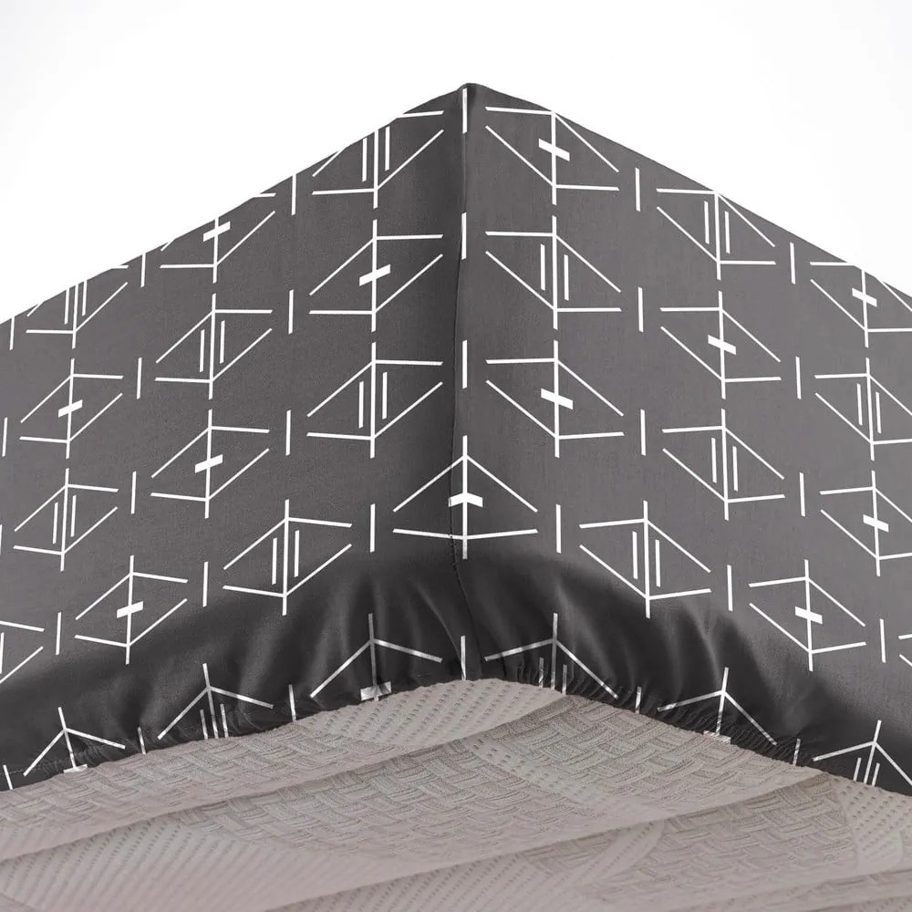 Sötétszürke gumis pamut lepedő 90x190 cm Aristide – douceur d'intérieur