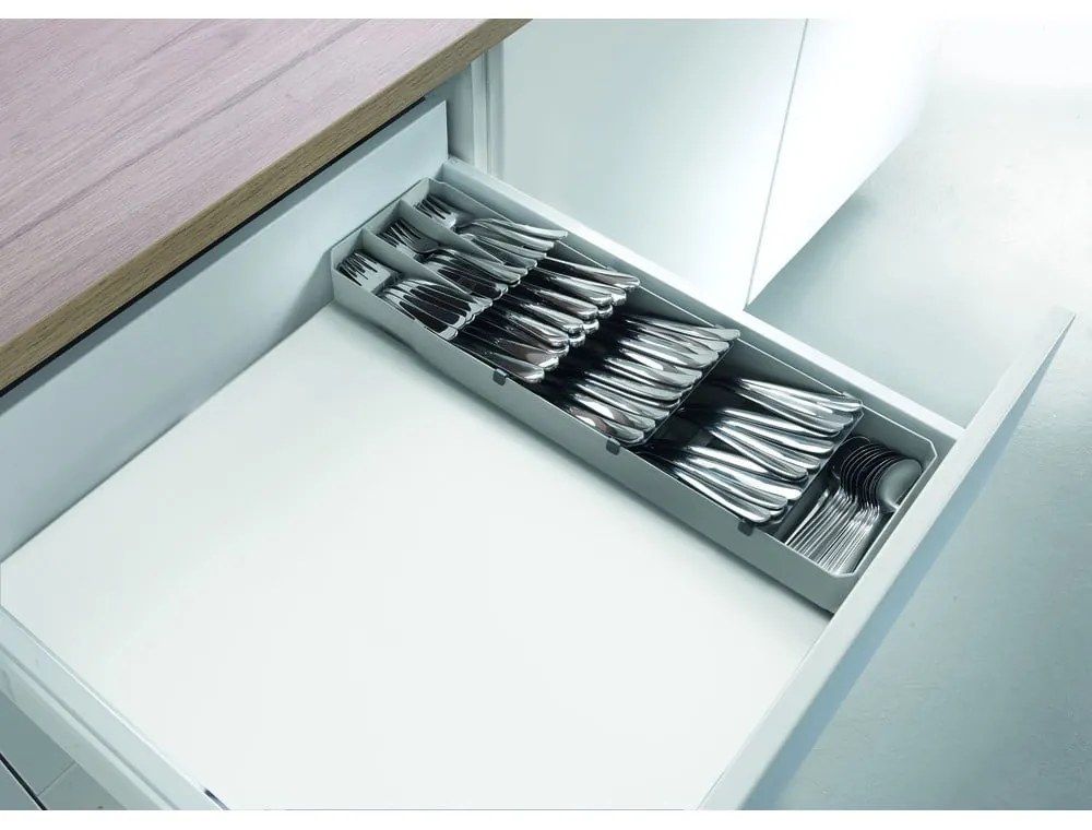 Szürke műanyag evőeszköztartó fiókba 15 x 49 cm – Metaltex