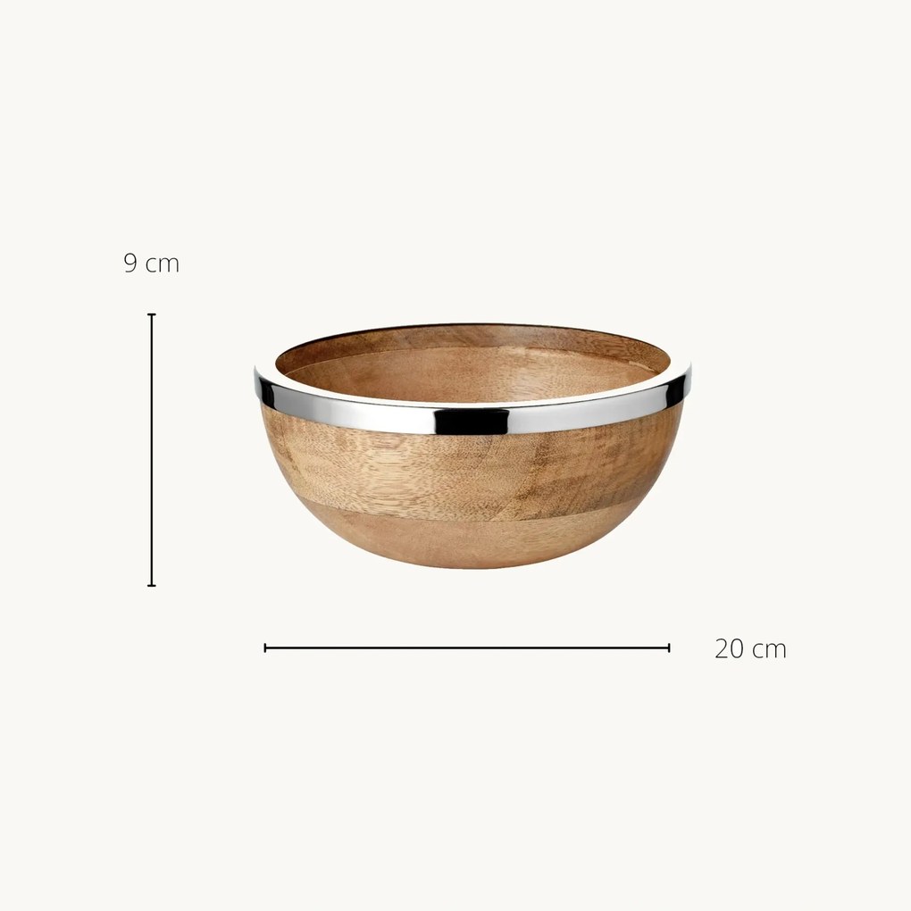 Grace tál (Ø 20 cm), mangófa, rozsdamentes acél peremmel - EDZARD