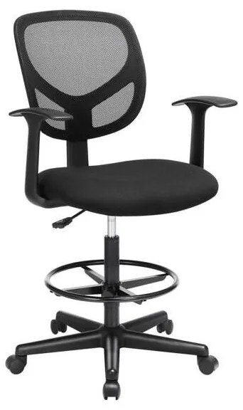 Ergonomikus irodai szék kartámaszokkal, forgó szék 55-75 cm ülésmagasság, Fekete