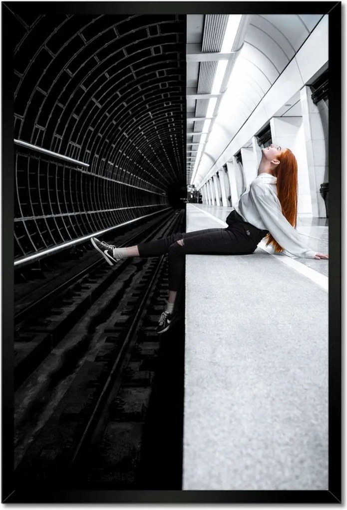 Poszter keretben 40x60 Black and white red