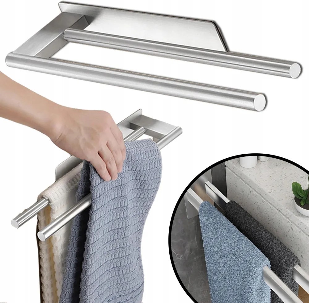 Forgatható Törölközőtartó Fürdőszobai Rozsdamentes Acél Loft Tartó 39CM