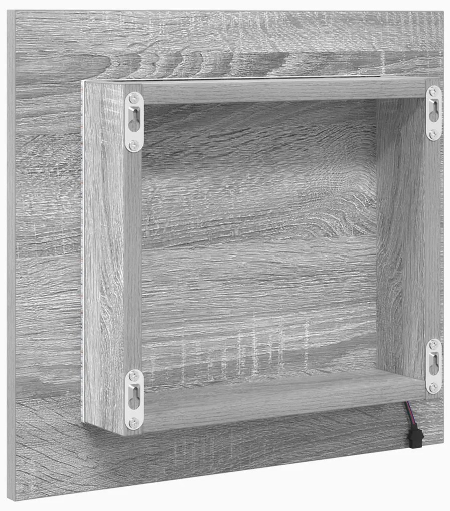 LED fürdőszoba tükör szürke sonoma 40x8.5x37 cm mérnöki fa