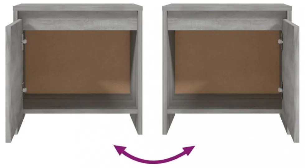 2 db szürke sonoma színű szerelt fa éjjeliszekrény 45x34x44,5cm