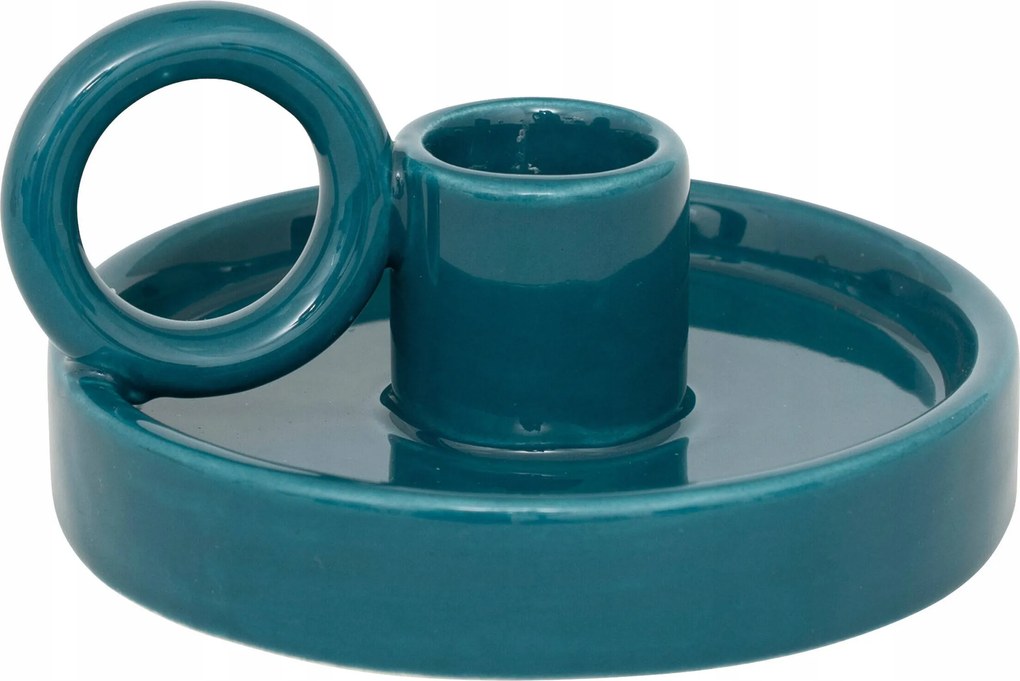 Kerámia Gyertyatartó Egy Gyertyához Hosszúkás Zöld Ø 10 cm